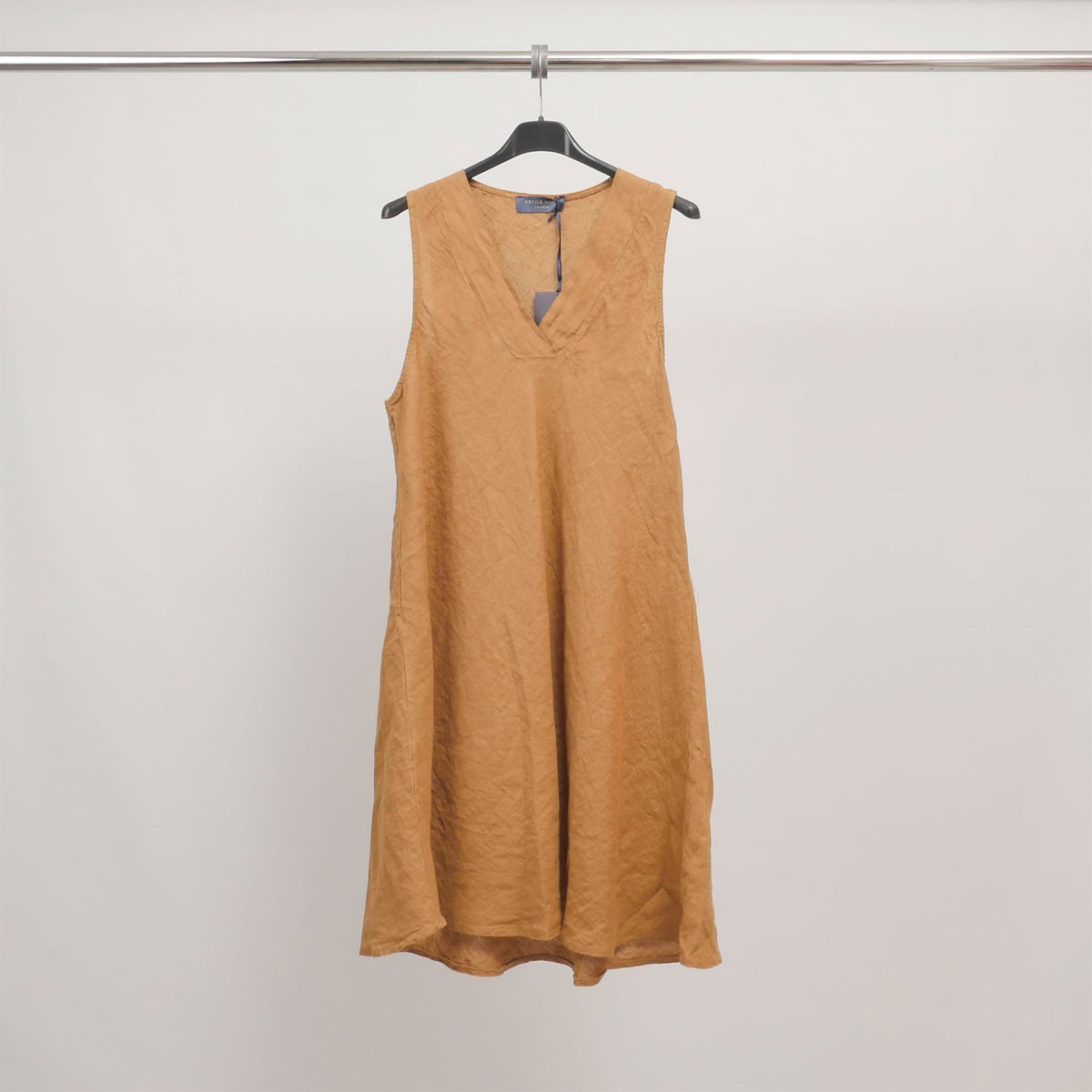 Robe en lin col v sans manches tdm65725