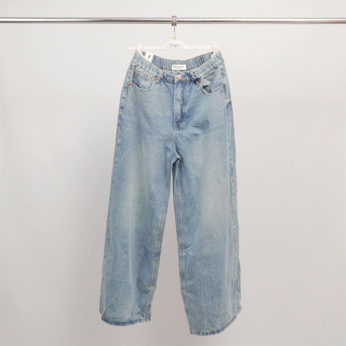 Light blue wide leg jeans with elasticated waist cwwy130