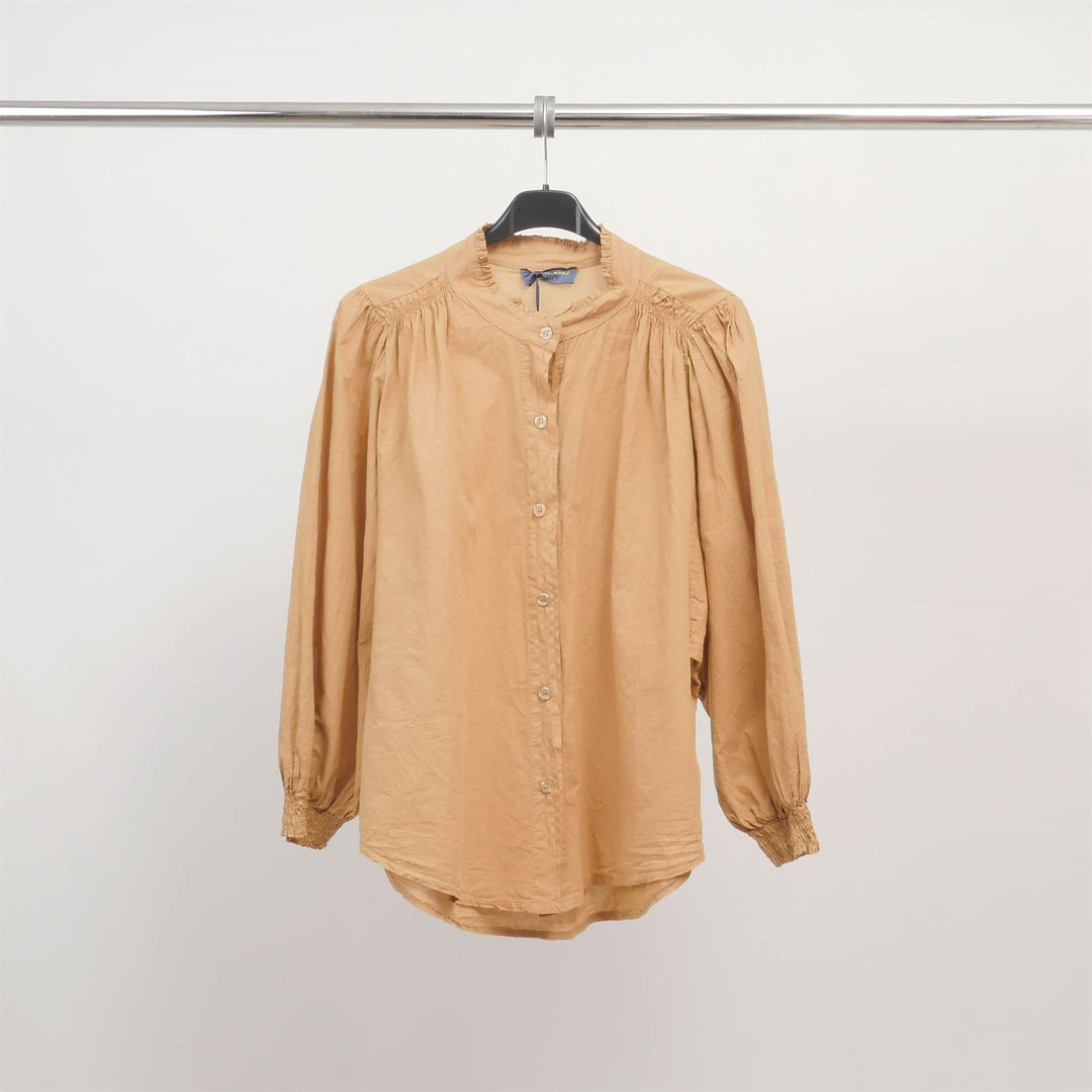 Loose-fitting cotton shirt with gathered collar TDM60822
