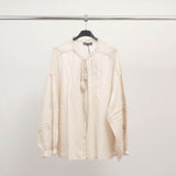 Blouse coton à manches bouffantes et détails plissés TDM37325
