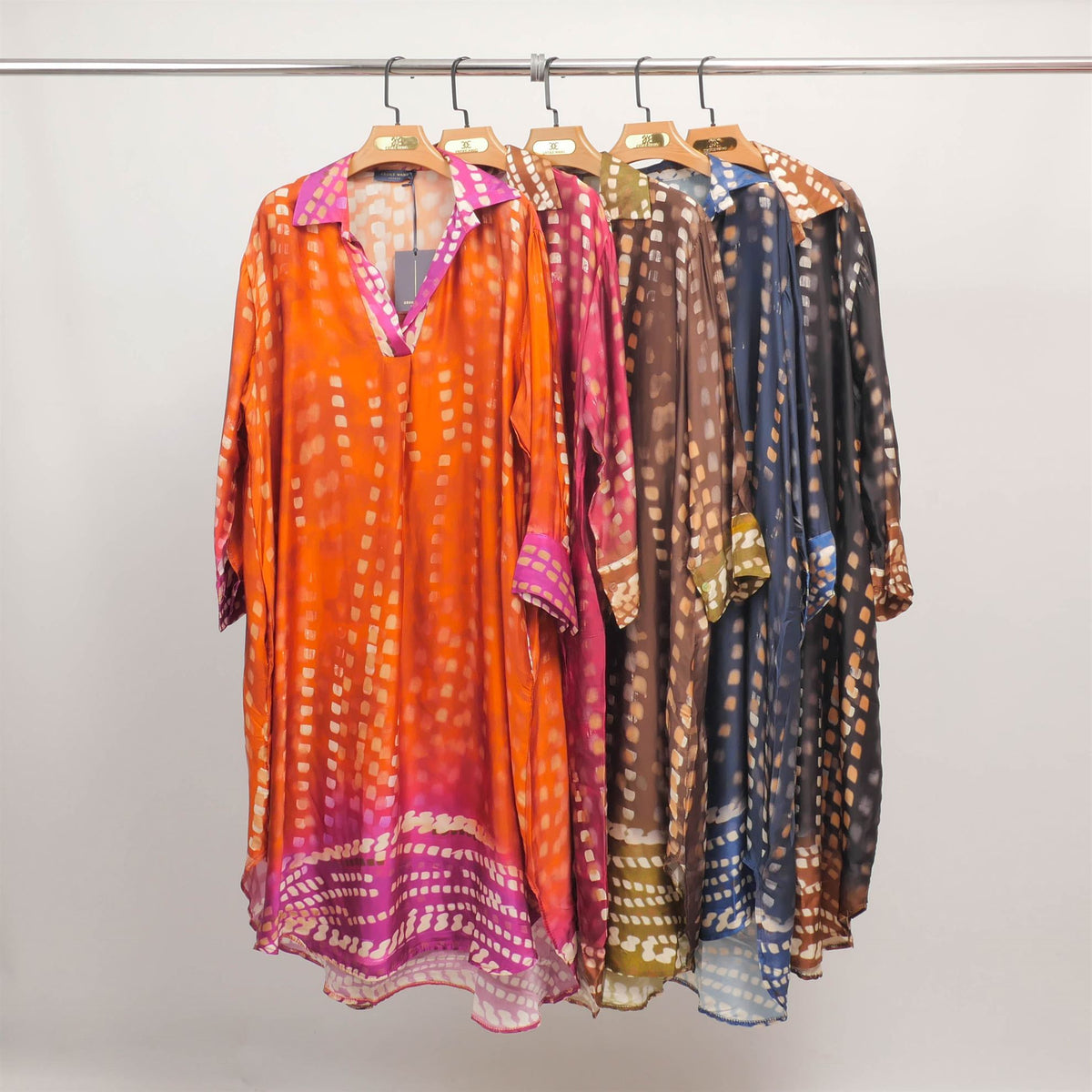 Printed flowy dress with shirt collar kd6120vs 8