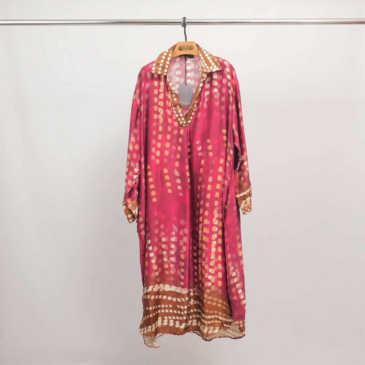 Printed flowy dress with shirt collar kd6120vs 8