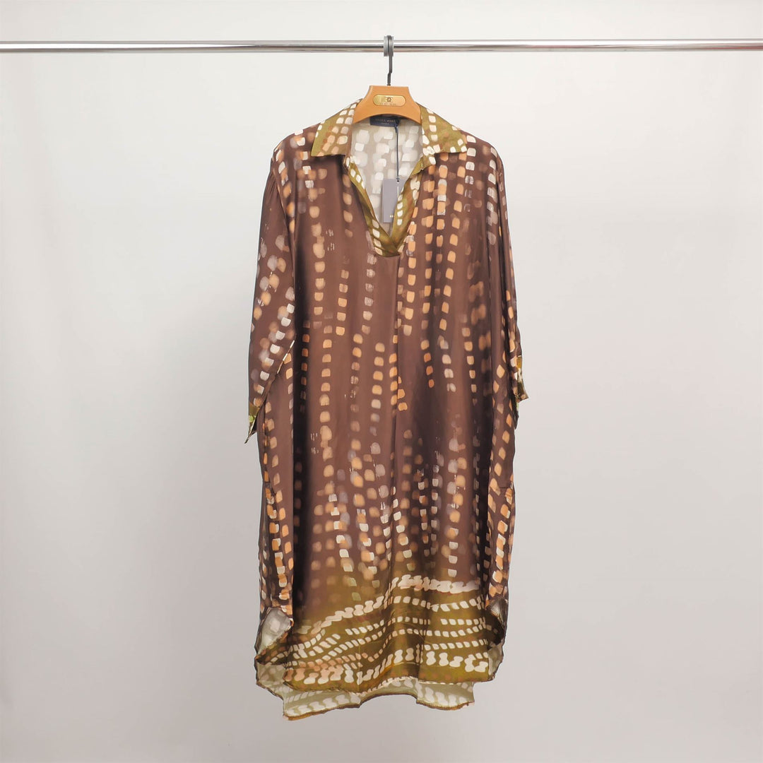 Printed flowy dress with shirt collar KD6120VS-8