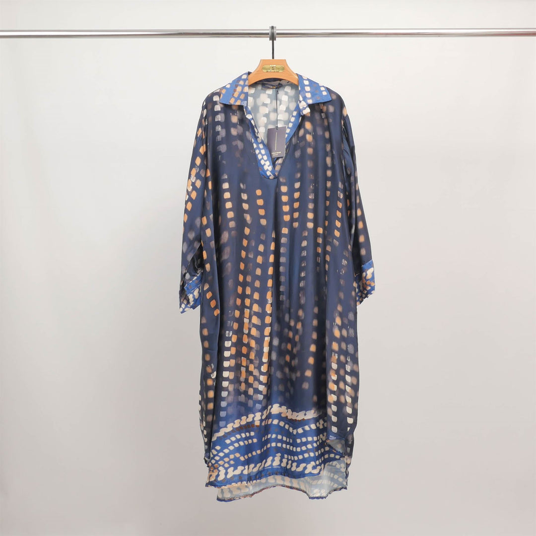 Printed flowy dress with shirt collar KD6120VS-8