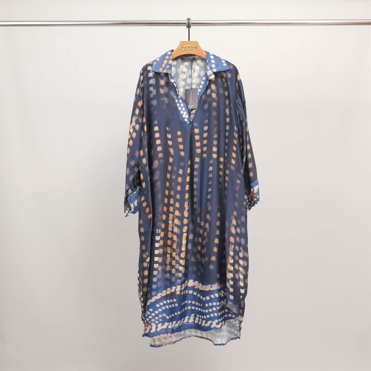 Printed flowy dress with shirt collar kd6120vs 8