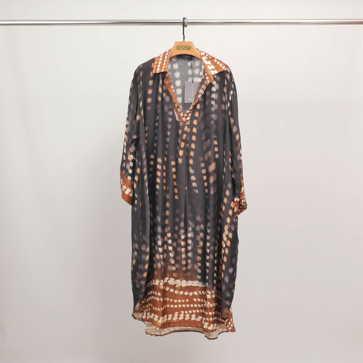 Printed flowy dress with shirt collar kd6120vs 8