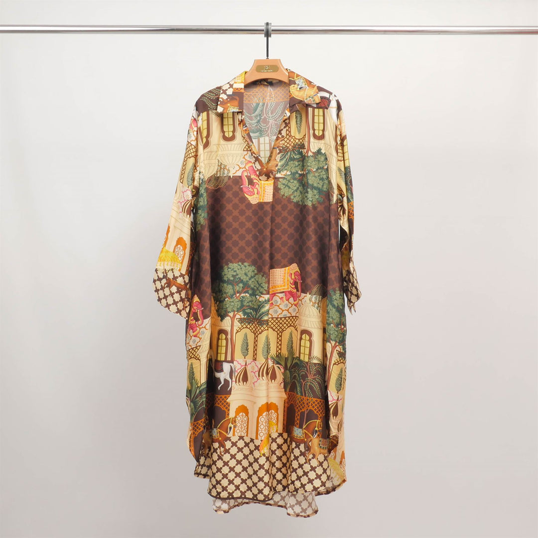 Flowy Indian palace print dress KD6120VS-25