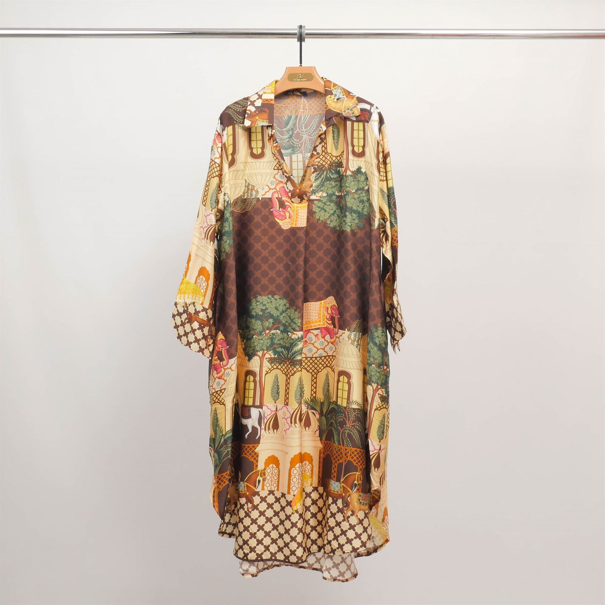 Flowy indian palace print dress kd6120vs 25