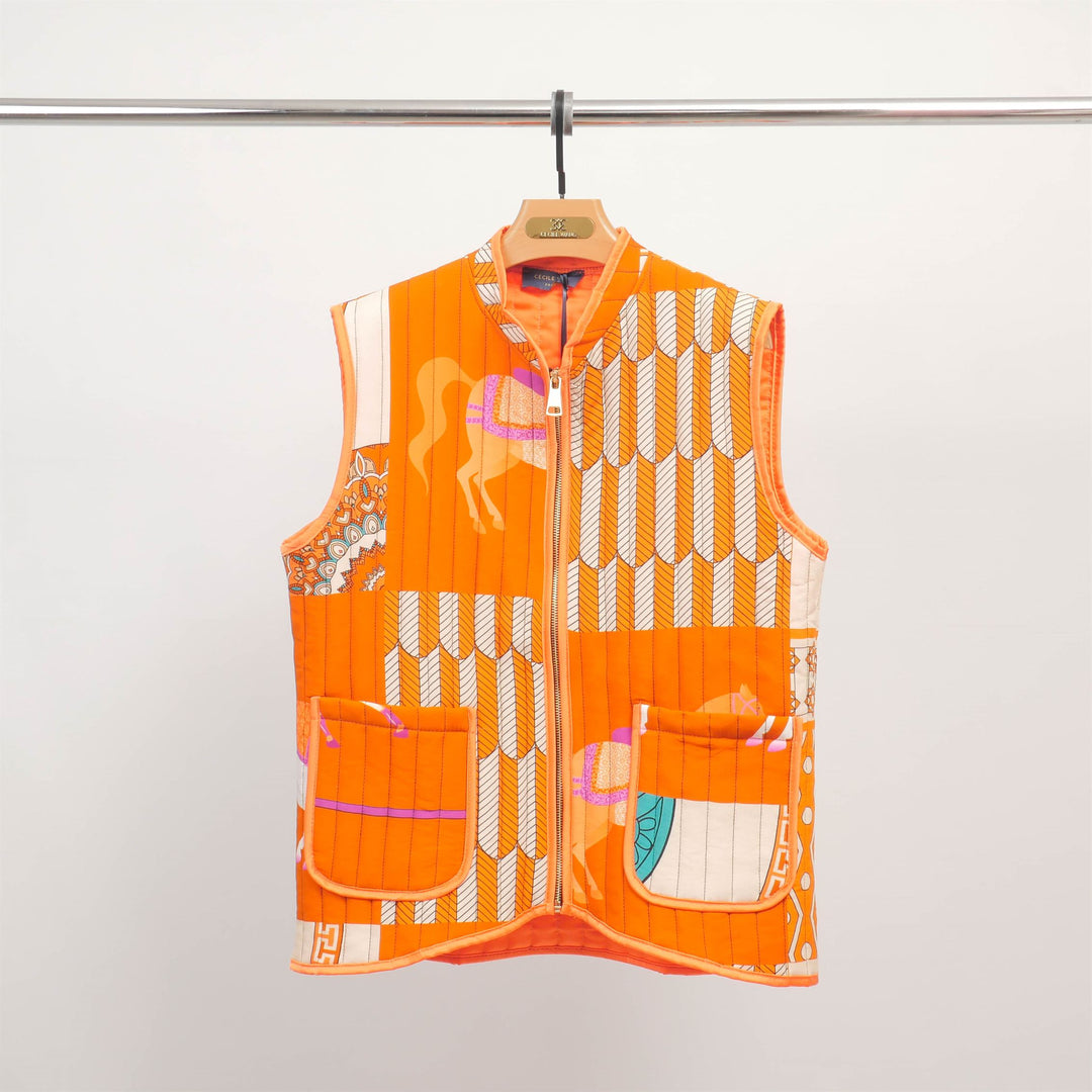 Horse print sleeveless quilted vest KD9901-15