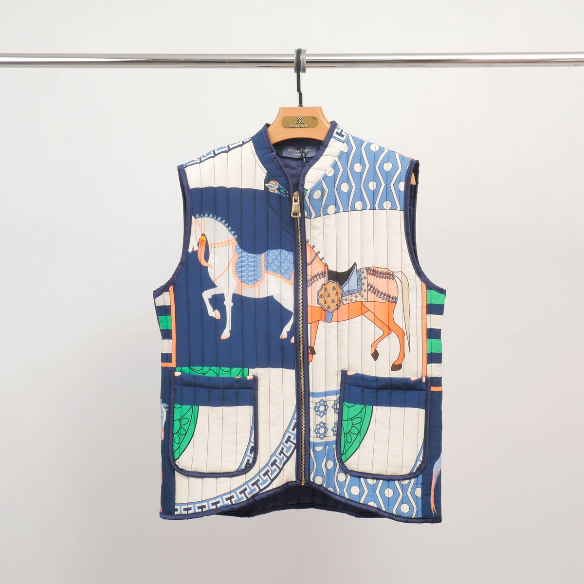 Horse print sleeveless quilted vest kd9901 15