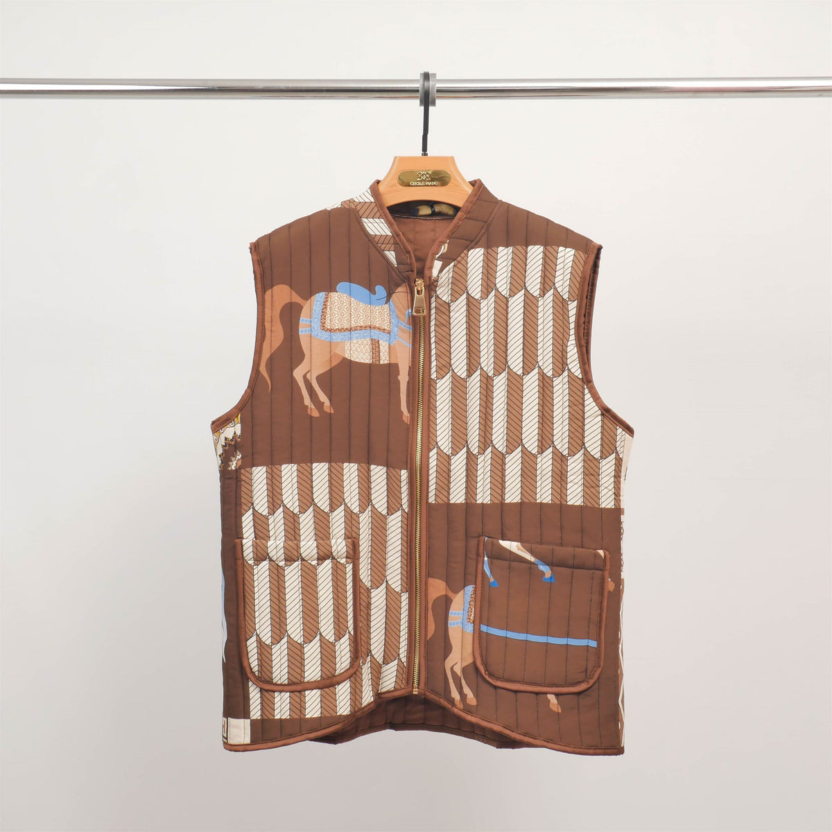 Horse print sleeveless quilted vest kd9901 15