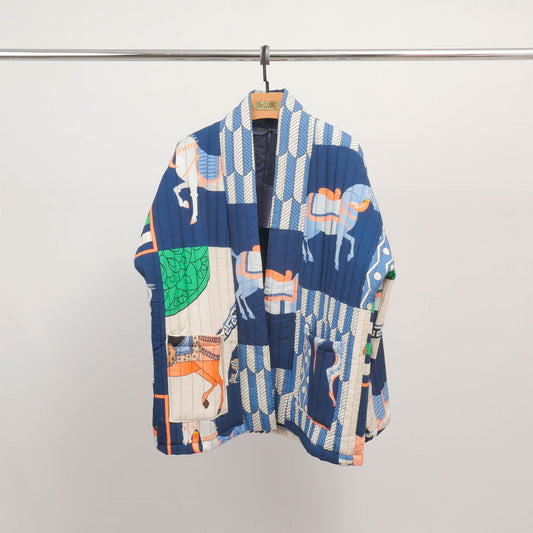 Veste kimono matelassée imprimé cheval KD7280-15