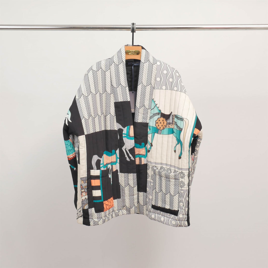 Horse print quilted kimono jacket KD7280-15