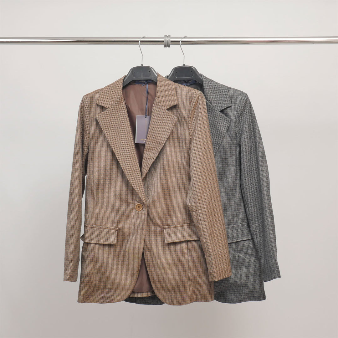 Classic checked blazer in stretch fabric TDM55320-8