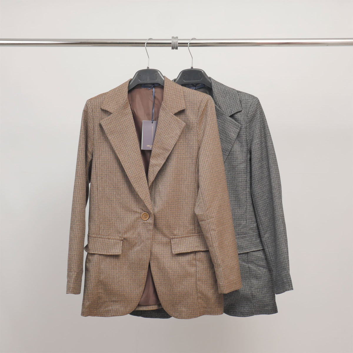 Classic checked blazer in stretch fabric tdm55320 8