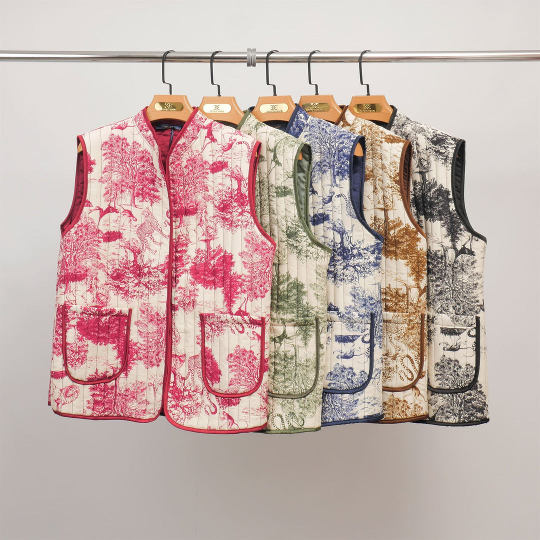 Veste sans manches matelassée imprimé jungle KD7293-2