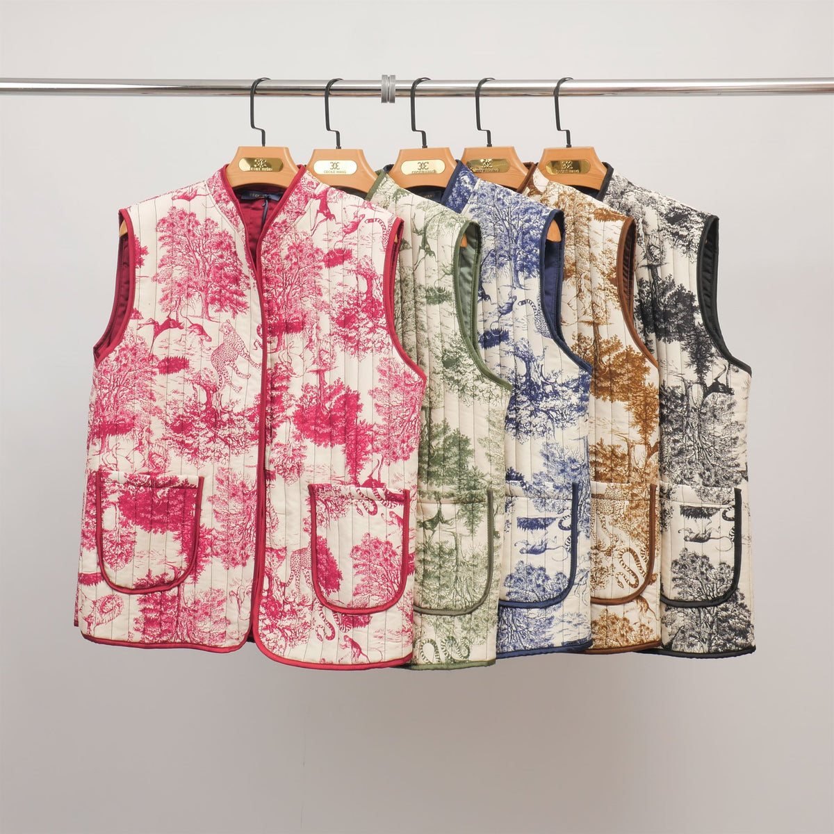 Jungle print quilted sleeveless vest kd7293 2