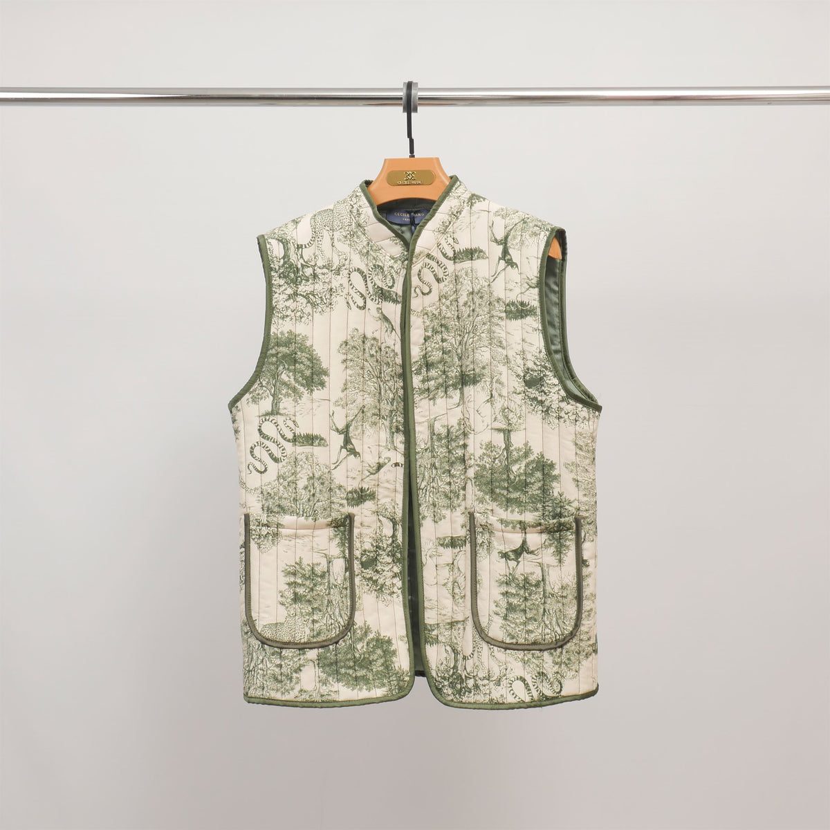 Jungle print quilted sleeveless vest kd7293 2
