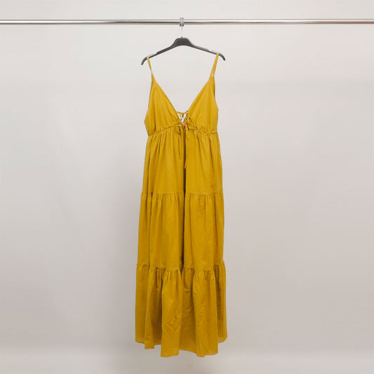 Robe longue dos nu en coton avec détail coquillage TDM65325
