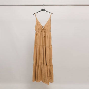 Robe longue dos nu en coton avec détail coquillage TDM65325