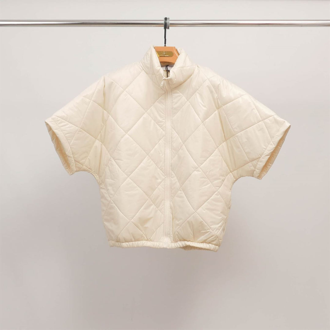 Short-sleeved quilted jacket with stand-up collar MJ85030