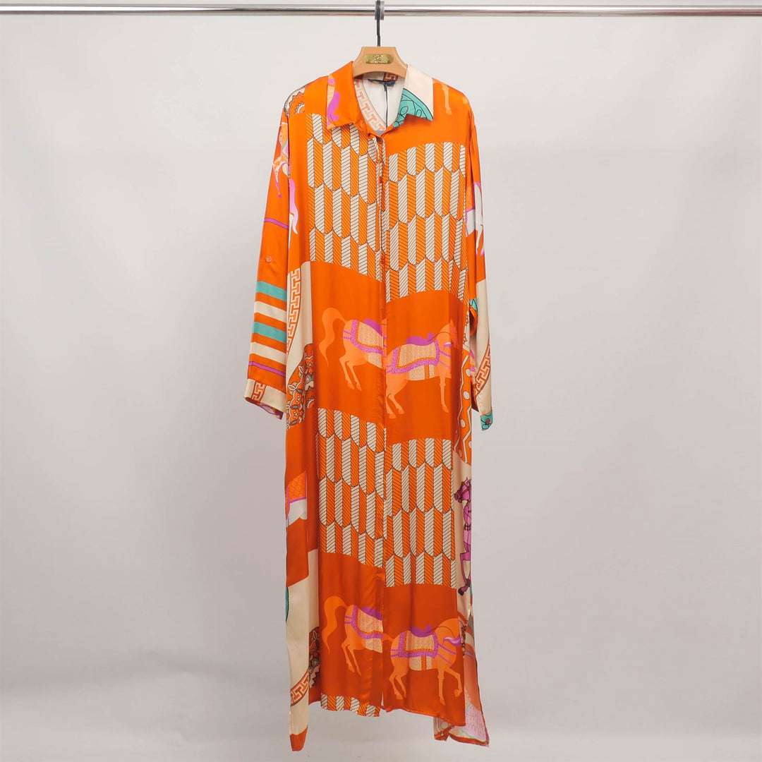 Long dress with horse print KD6255VS-8