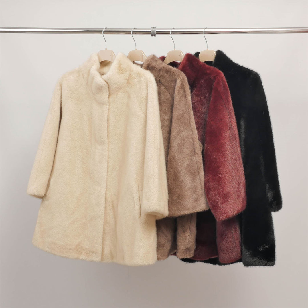 Soft, mid-length faux fur coat DSY25033