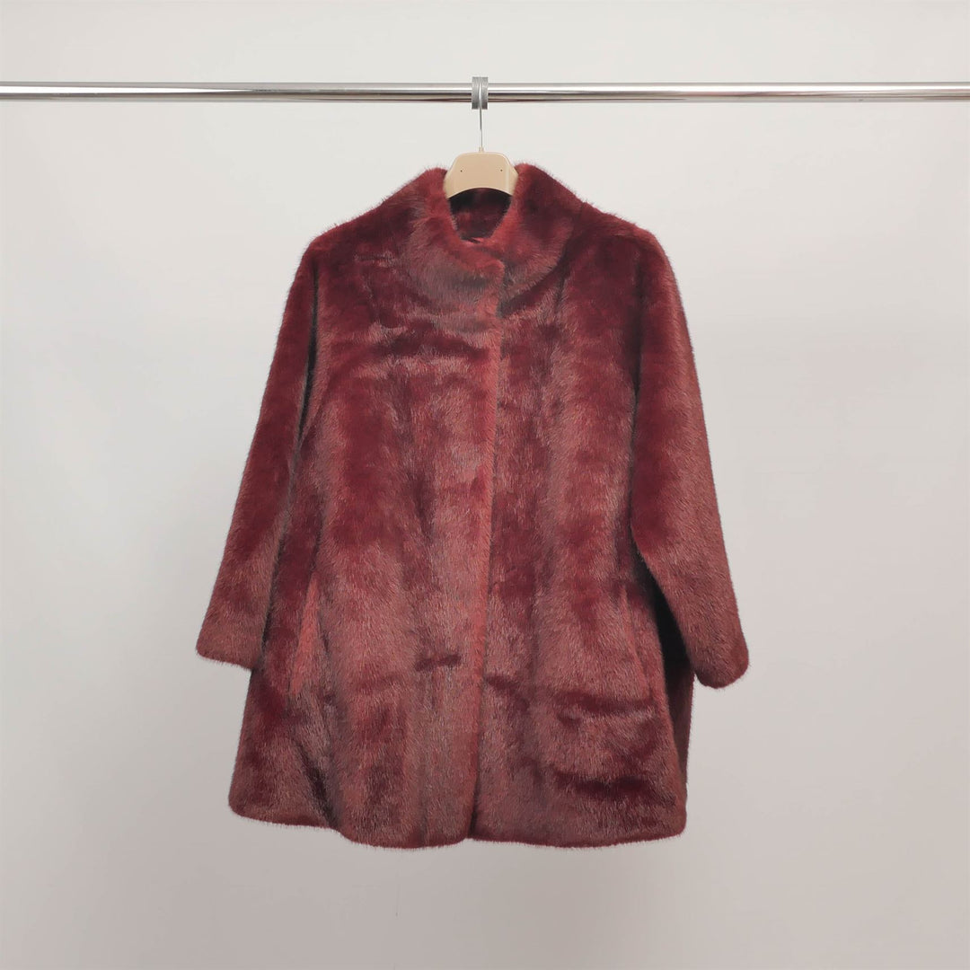 Soft, mid-length faux fur coat DSY25033