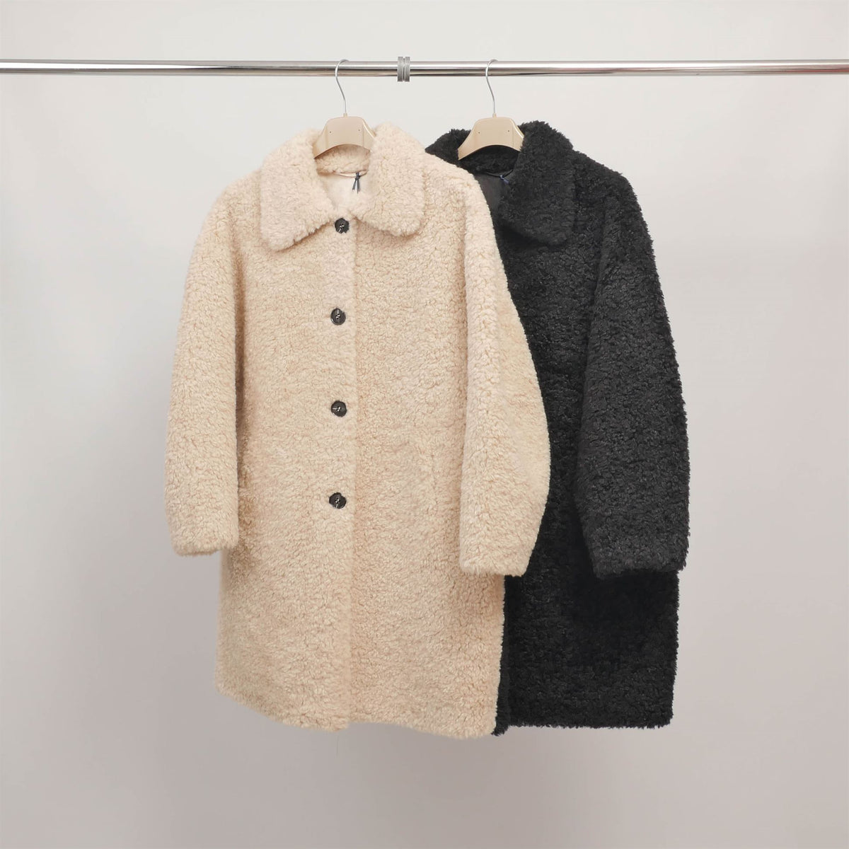 Mid length bouclé wool coat dsy25030