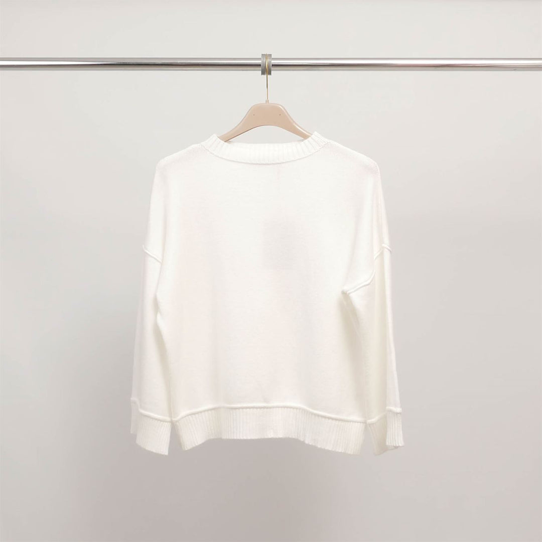 Soft round neck sweater in fluid knit DSY9468