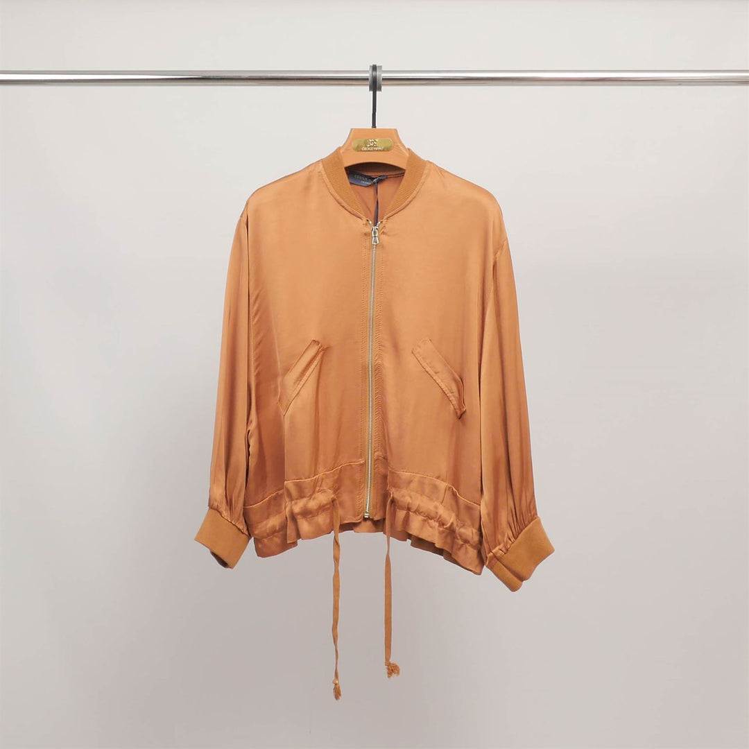 Satin zip-up bomber jacket DB93021VS
