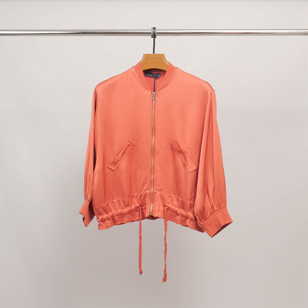 Satin zip-up bomber jacket DB93021VS
