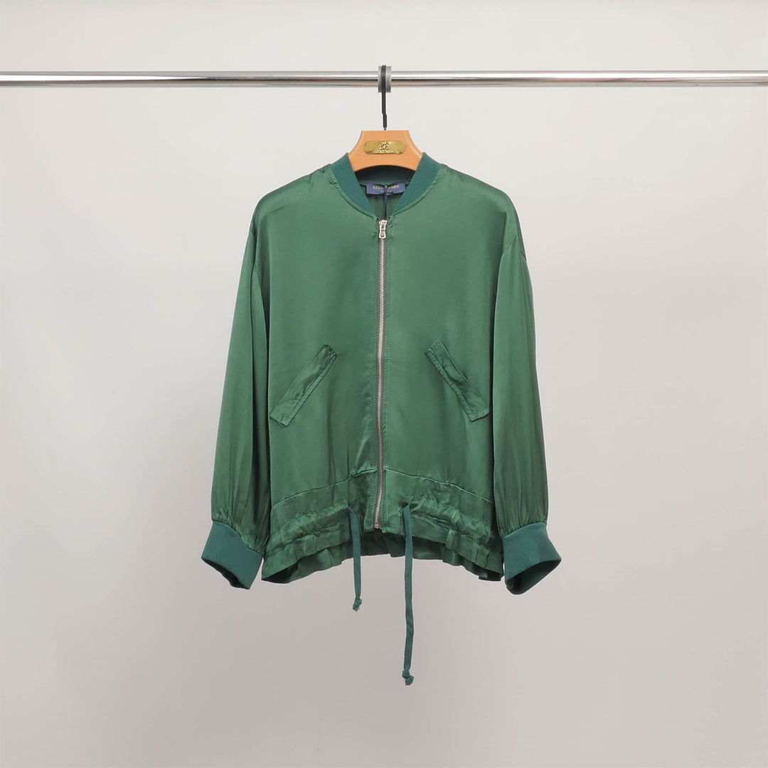 Satin zip-up bomber jacket DB93021VS
