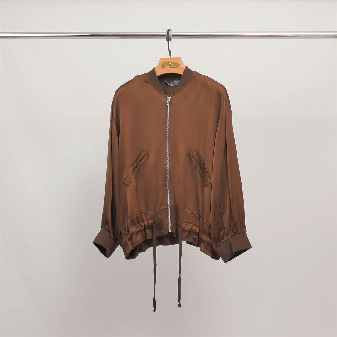 Satin zip-up bomber jacket DB93021VS