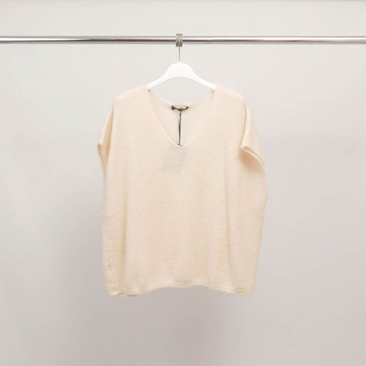 Top sans manches en maille duveteuse col V PJ24050