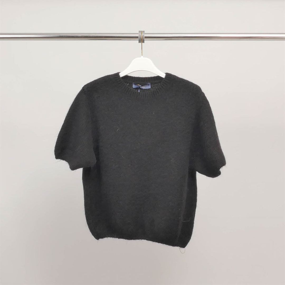 Pull manches courtes en maille duveteuse PJ24022A