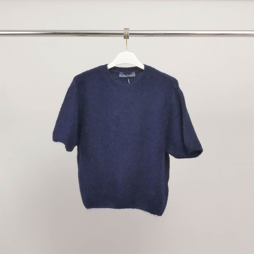 Pull manches courtes en maille duveteuse PJ24022A