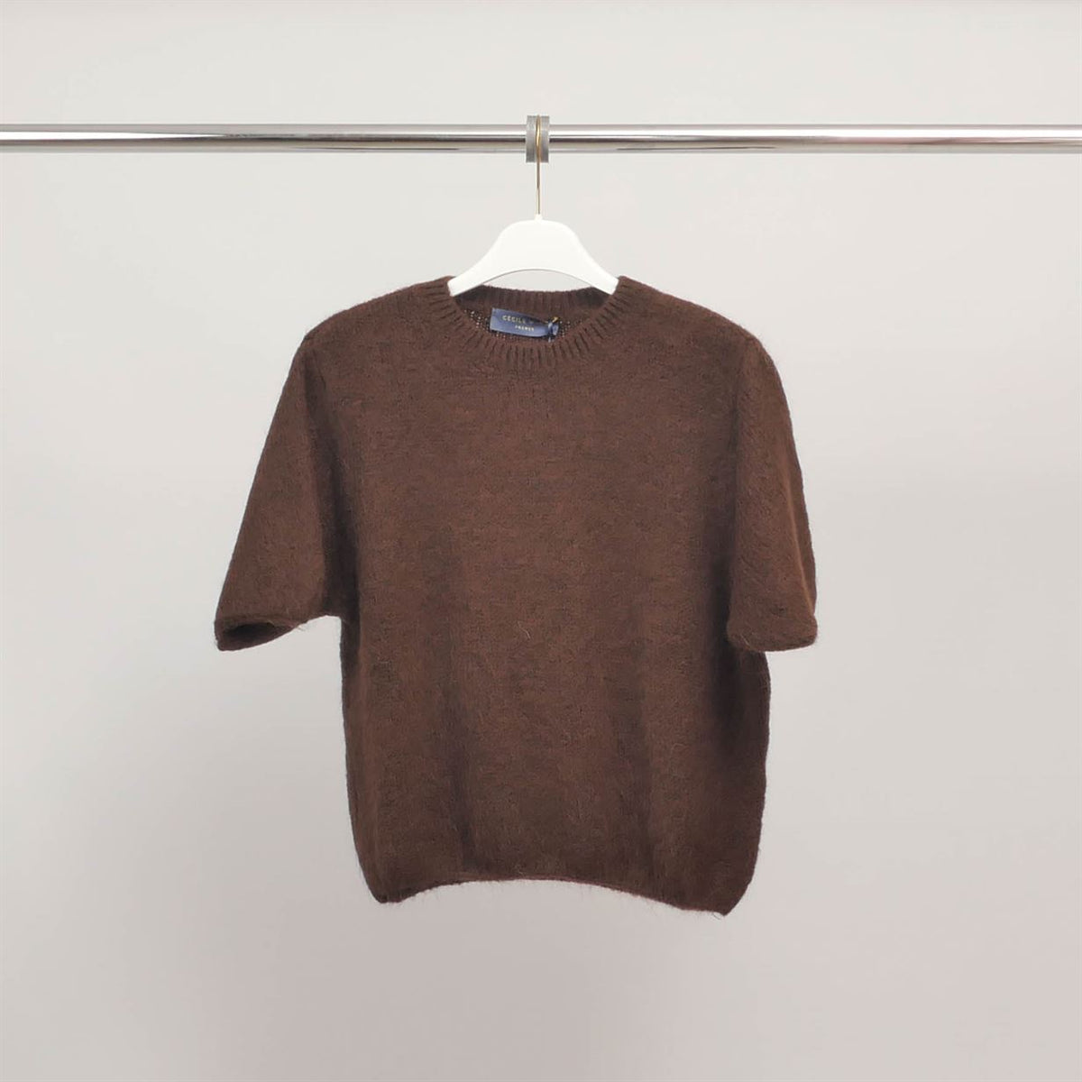 Short sleeved fluffy knit sweater pj24022a