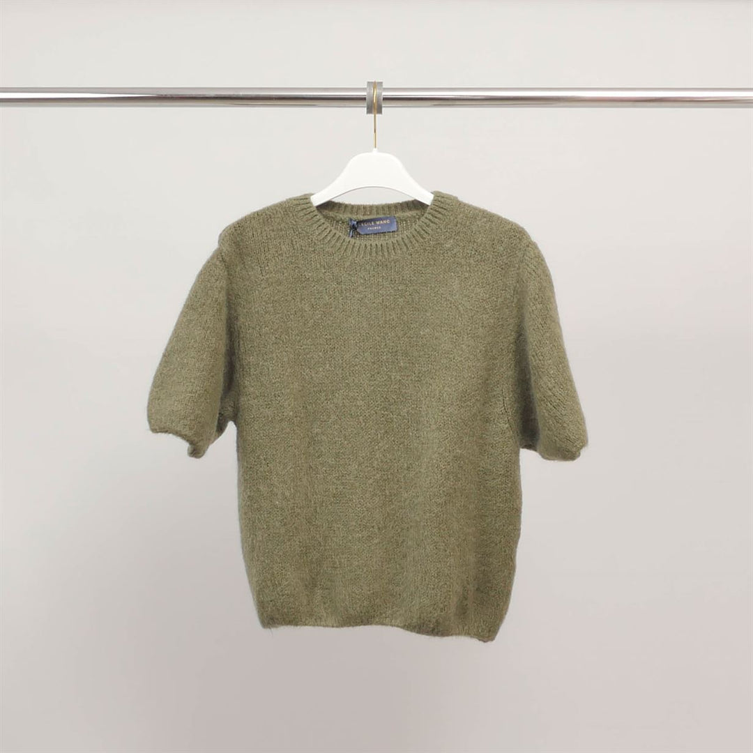 Pull manches courtes en maille duveteuse PJ24022A