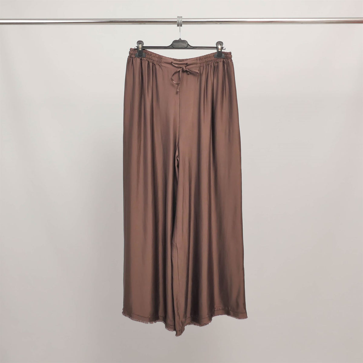 Wide leg satin trousers with elasticated waist mj33123vs