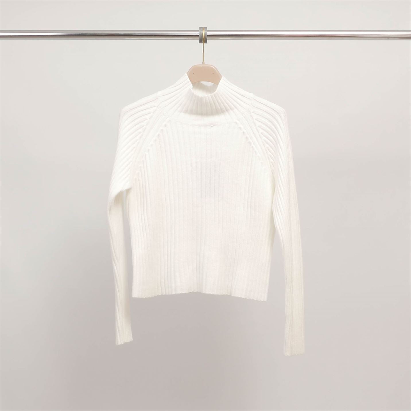Pull col montant côtelé ajusté DSY9546