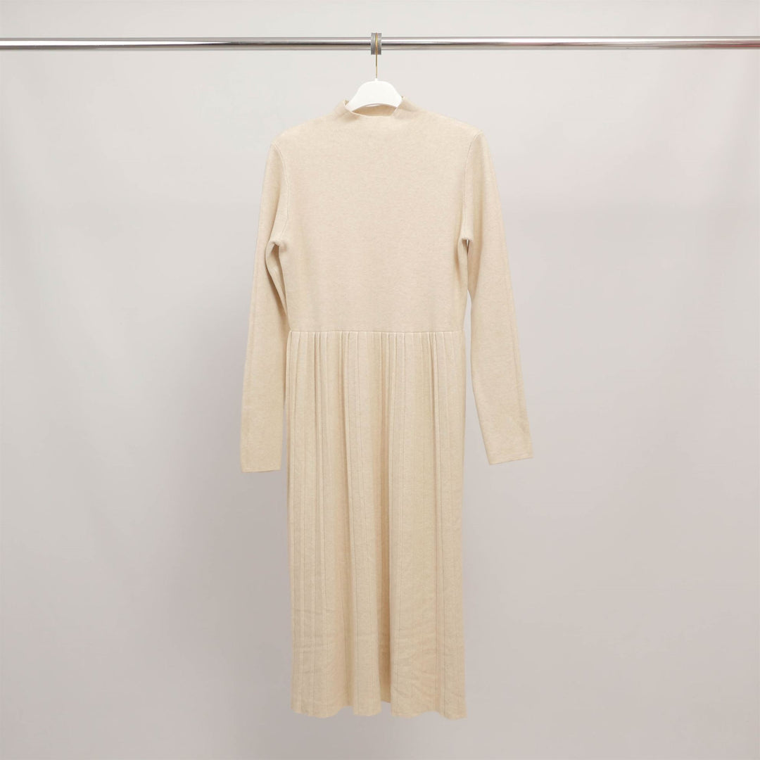 Robe midi col montant en maille plissée HY11226