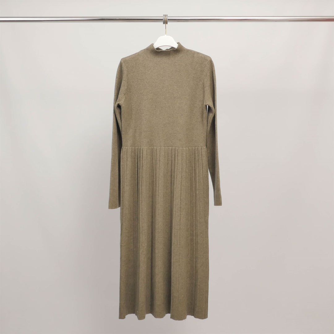 Robe midi col montant en maille plissée HY11226