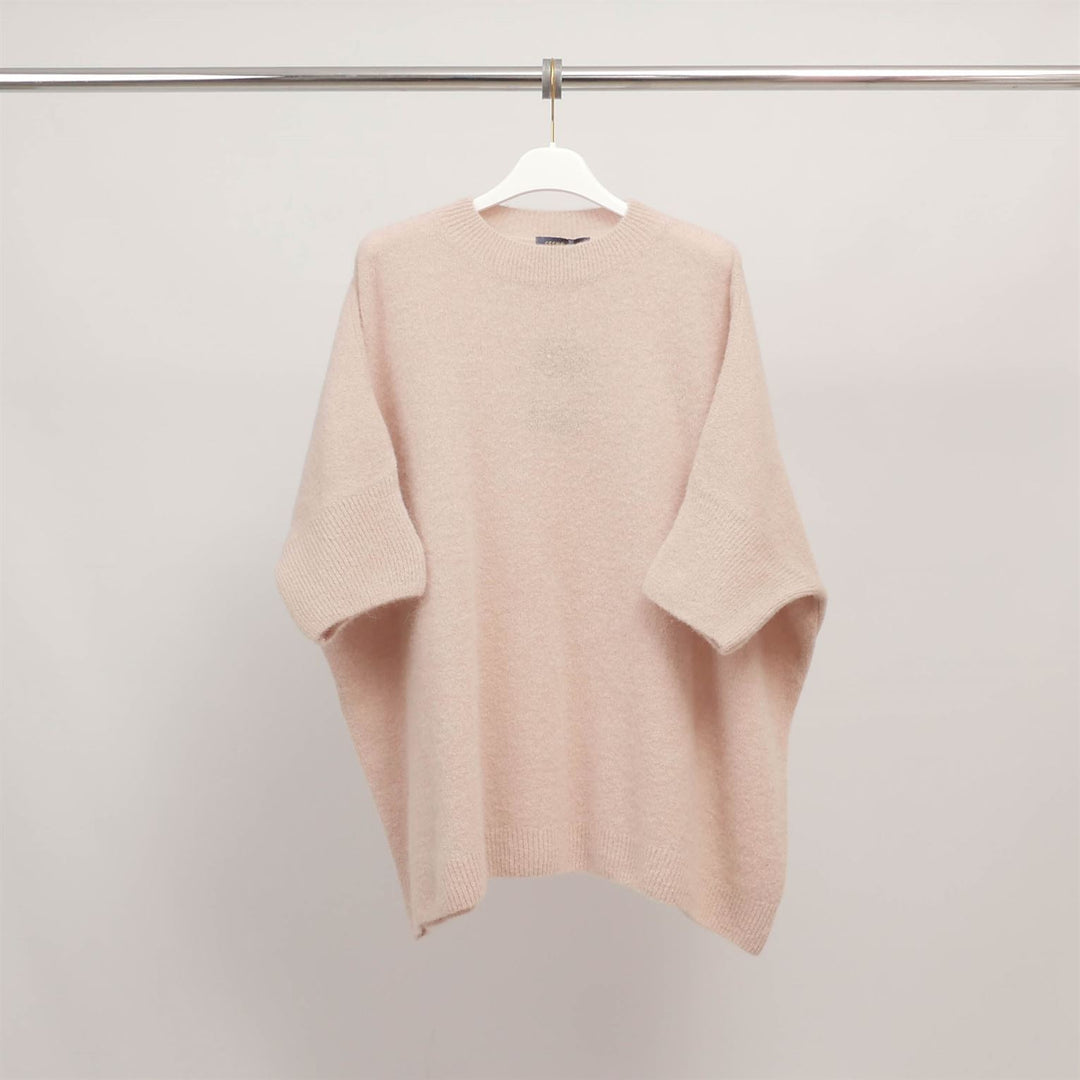 Oversized short-sleeved fluffy knit sweater MCL24616