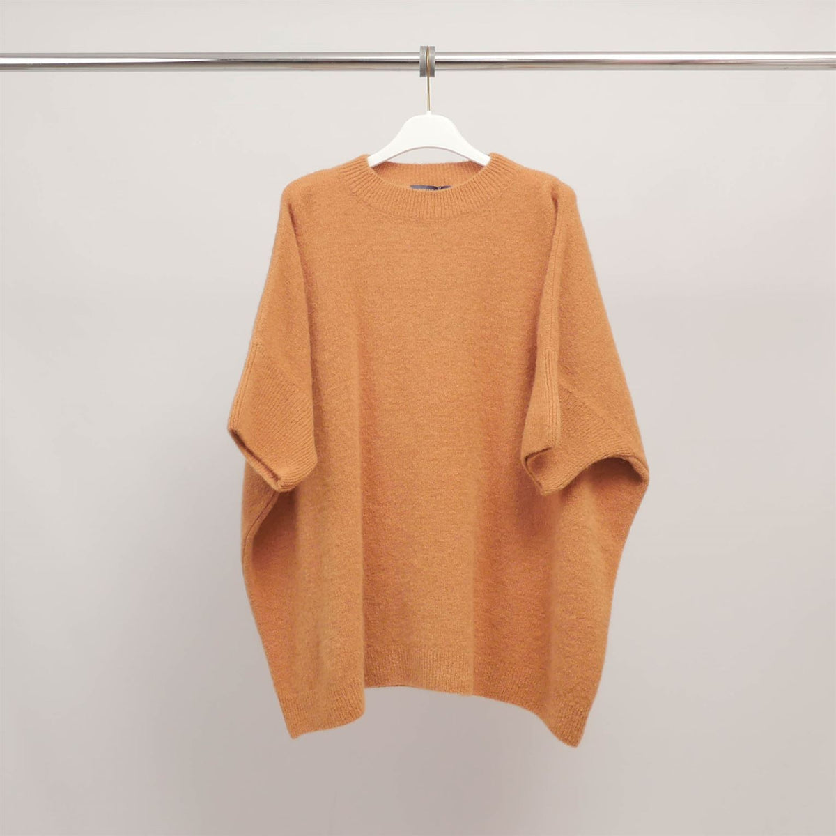 Oversized short sleeved fluffy knit sweater mcl24616