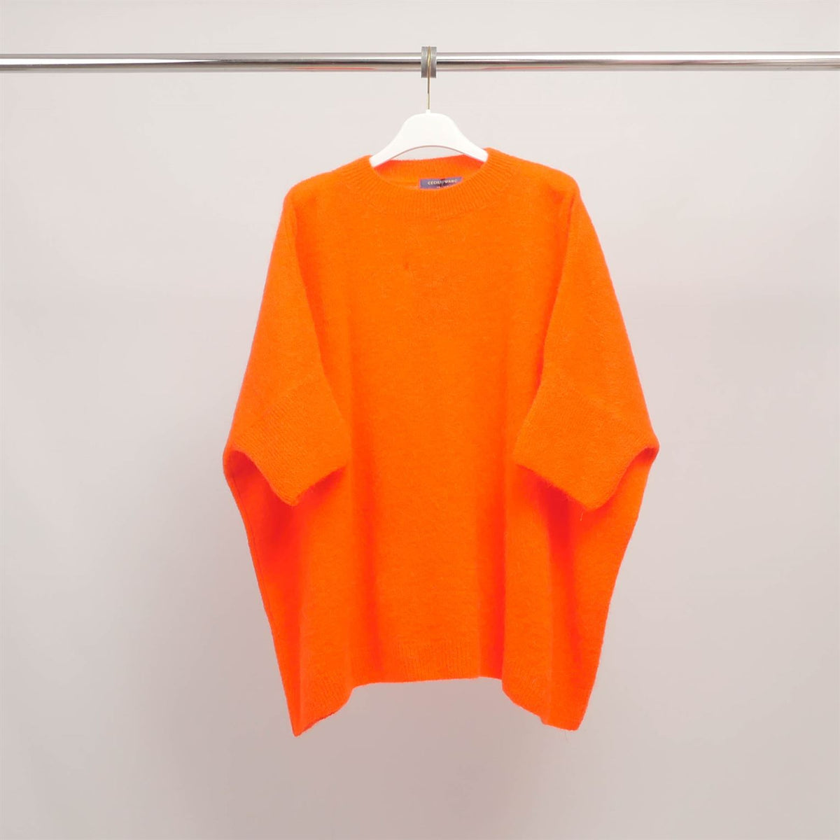 Oversized short sleeved fluffy knit sweater mcl24616