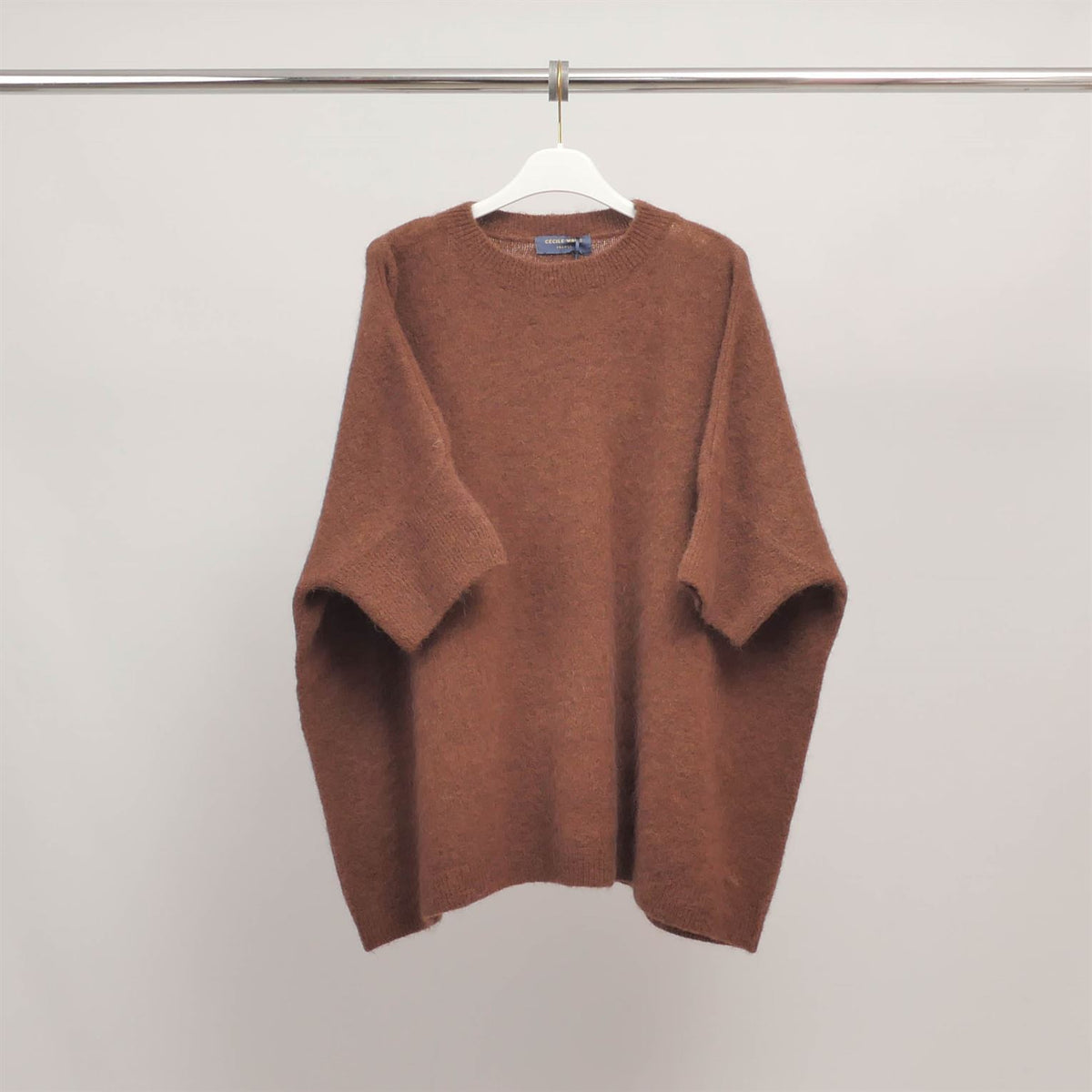 Oversized short sleeved fluffy knit sweater mcl24616