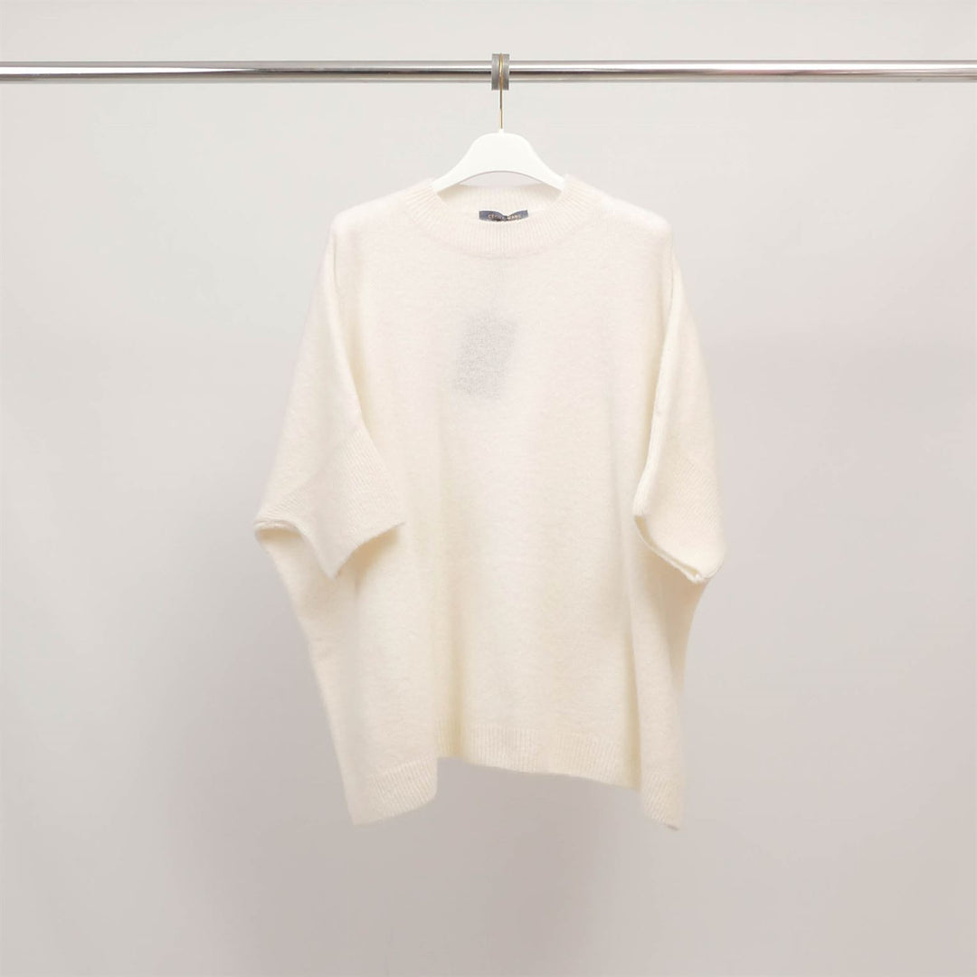 Oversized short-sleeved fluffy knit sweater MCL24616