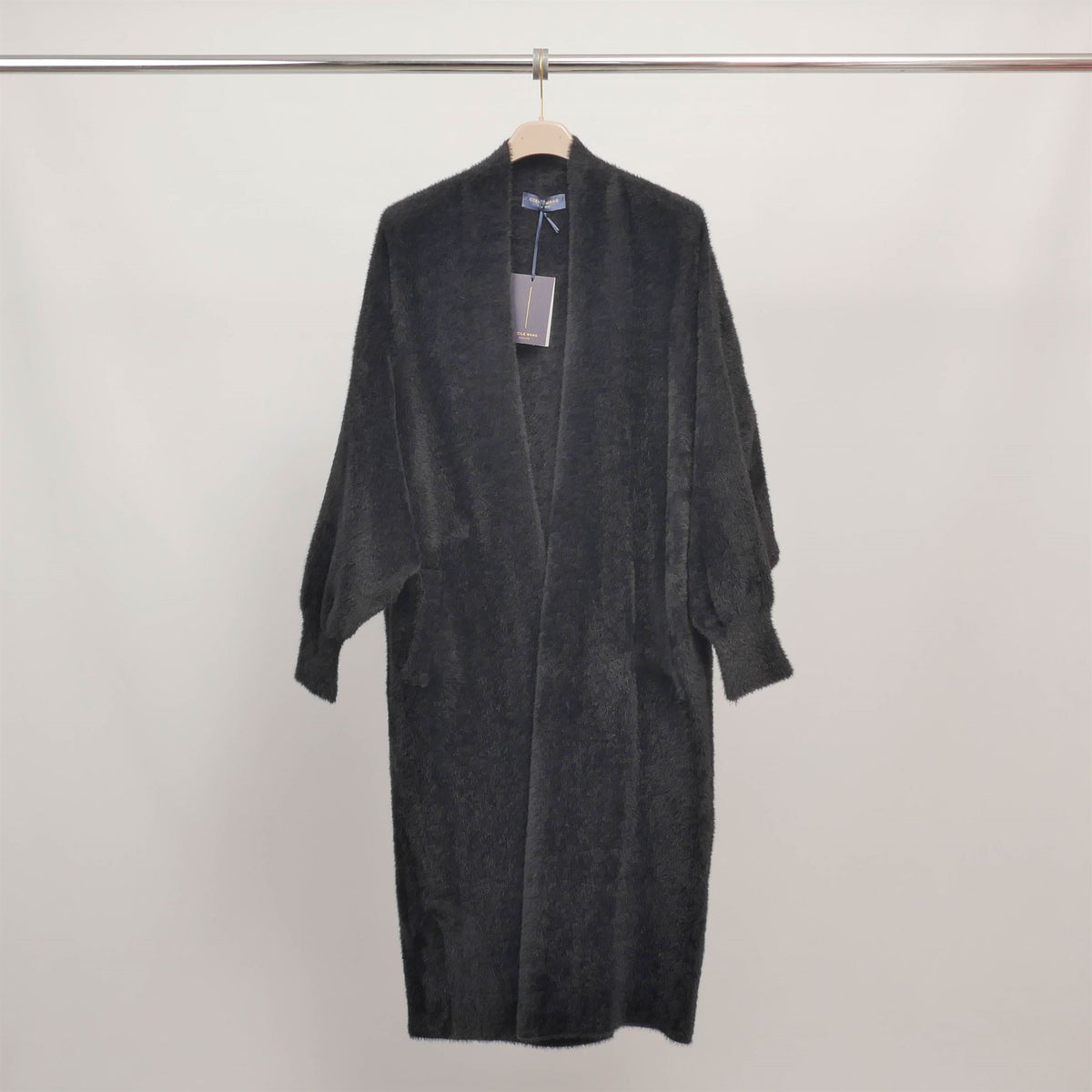 Long, fluffy knit coat without a zipper dsy2128