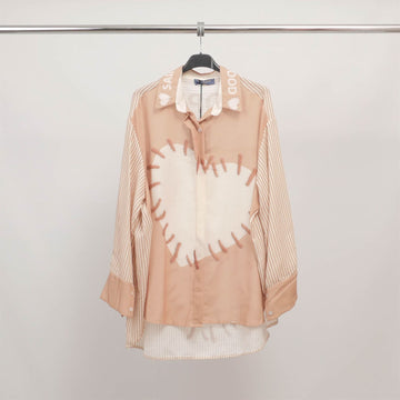 Chemise oversize imprimé cœur contrastant YCM25002
